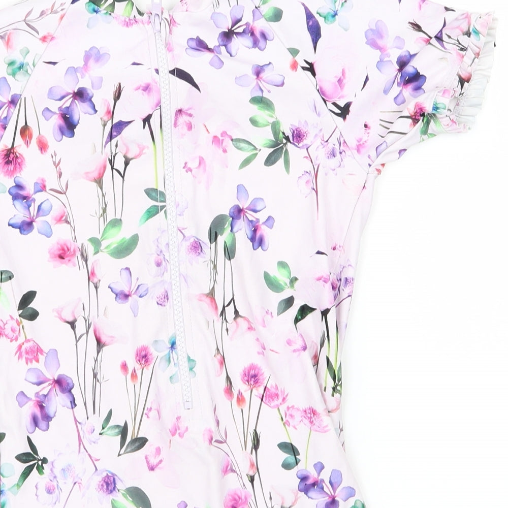 NEXT Girls Pink Floral  Bodysuit One-Piece Size 5-6 Years
