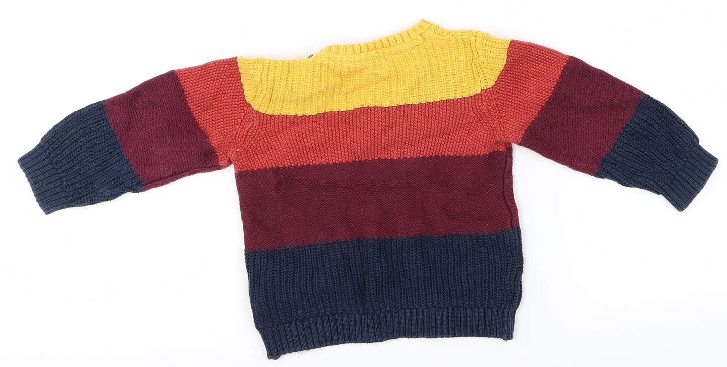 F&F Boys Yellow Striped  Pullover Jumper Size 9-12 Months
