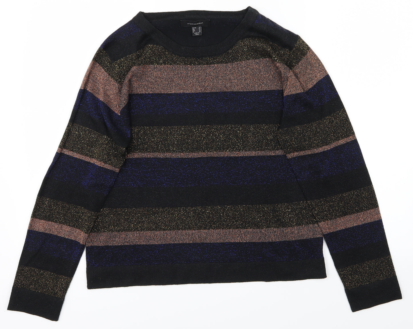 Atmosphere Womens Blue Striped  Pullover Jumper Size 14