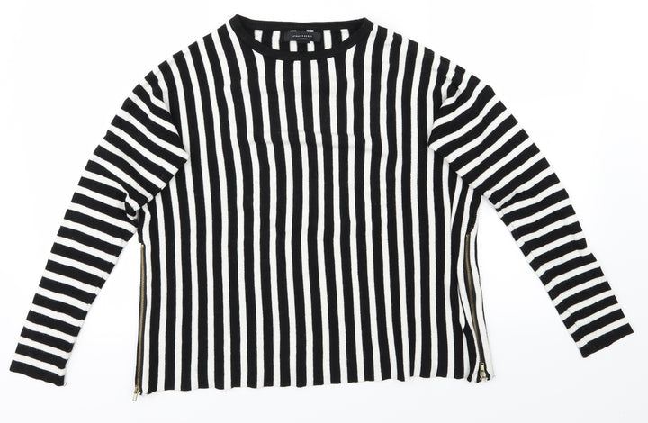 Atmosphere Womens Black Striped Pullover Jumper Size 10 - Zips either side