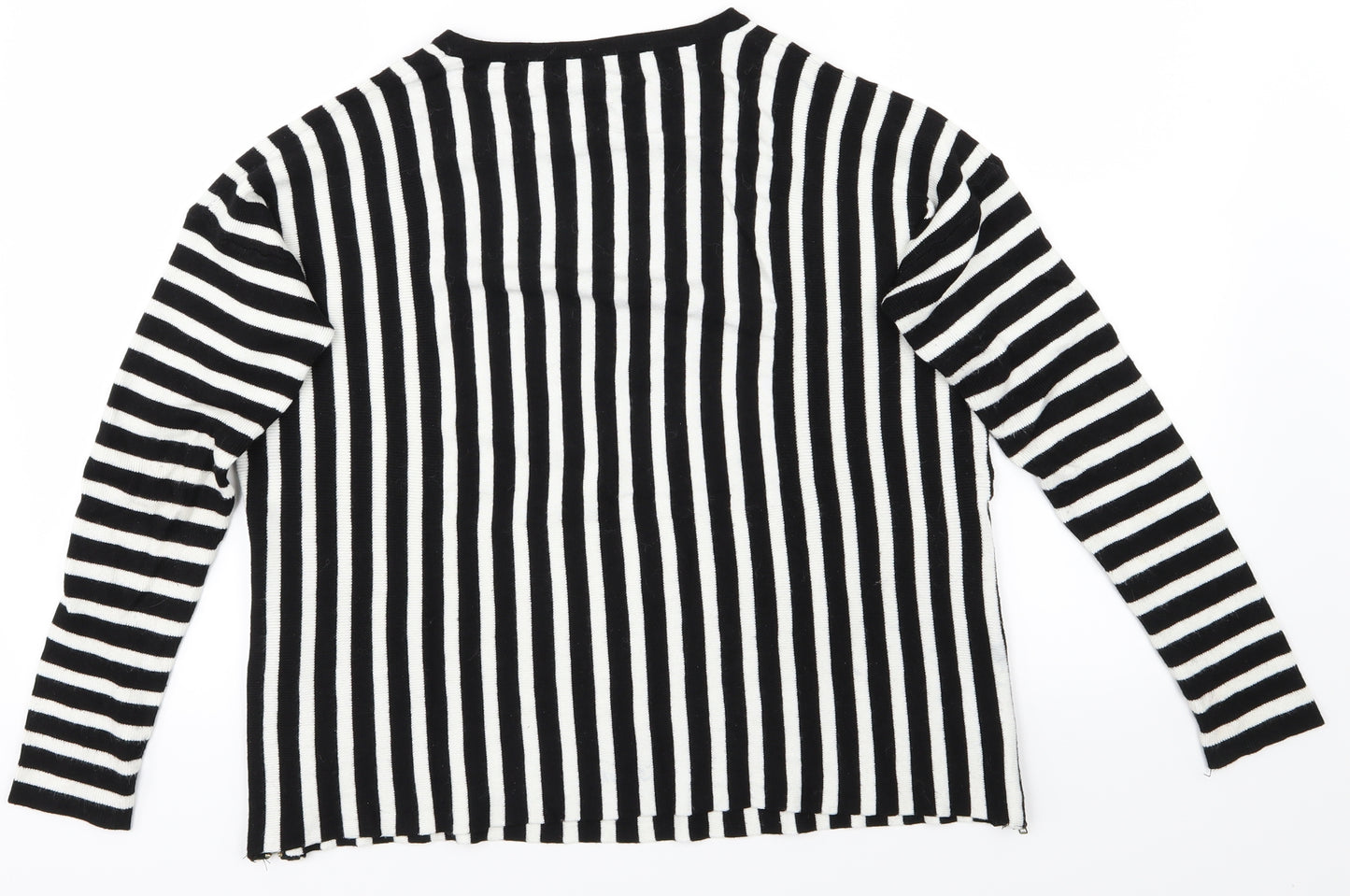 Atmosphere Womens Black Striped  Pullover Jumper Size 10  - Zips either side