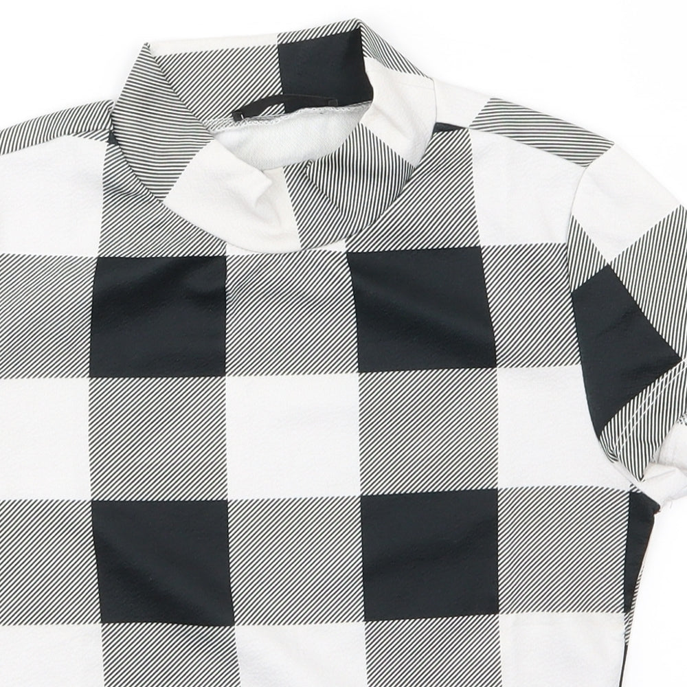 SheIn Boys Black Plaid  Basic T-Shirt Size XS