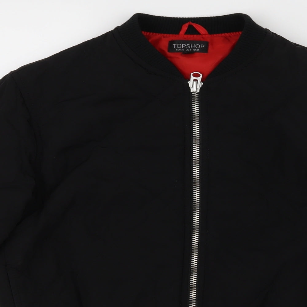 Topshop Womens Black   Bomber Jacket Coat Size 8