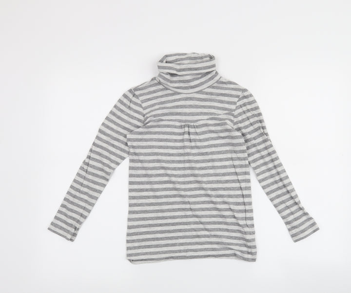 NEXT Girls Grey Striped Pullover Jumper Size 8 Years