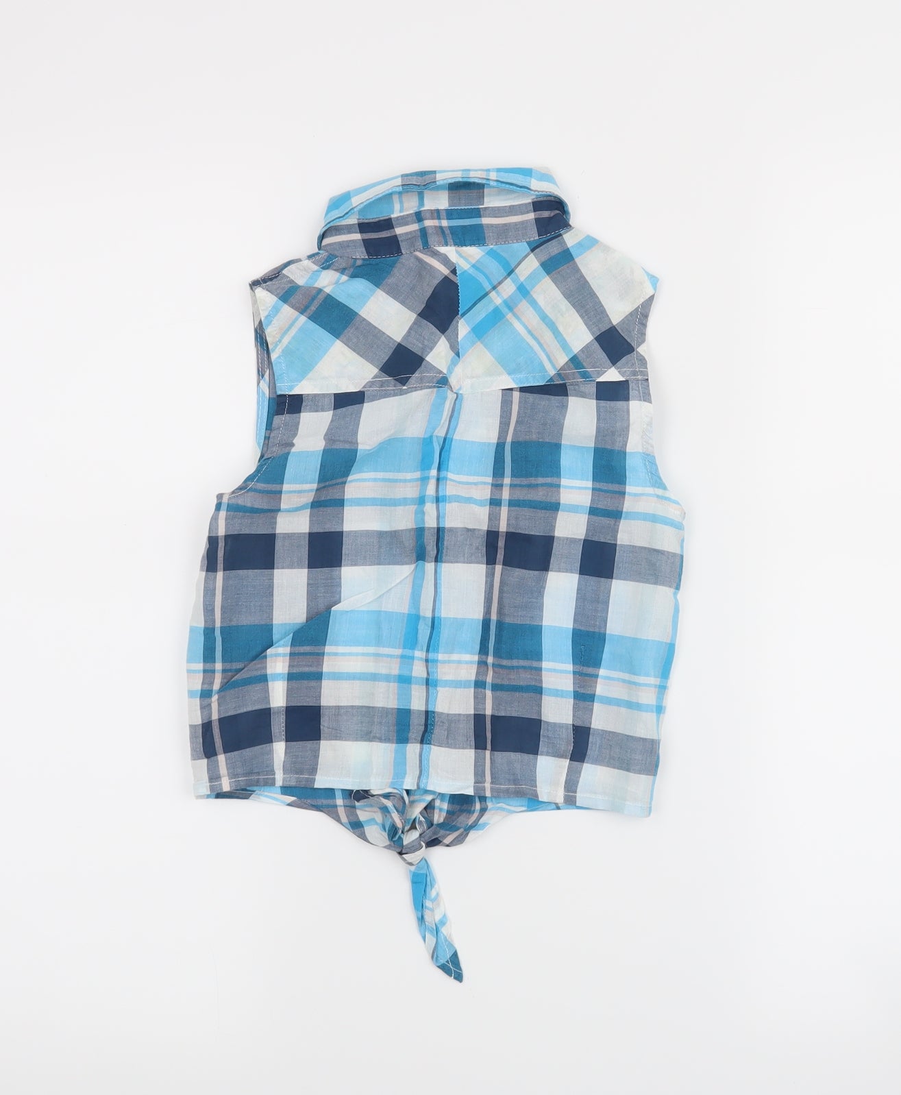 Cherokee Girls Blue Check  Basic Button-Up Size 6-7 Years