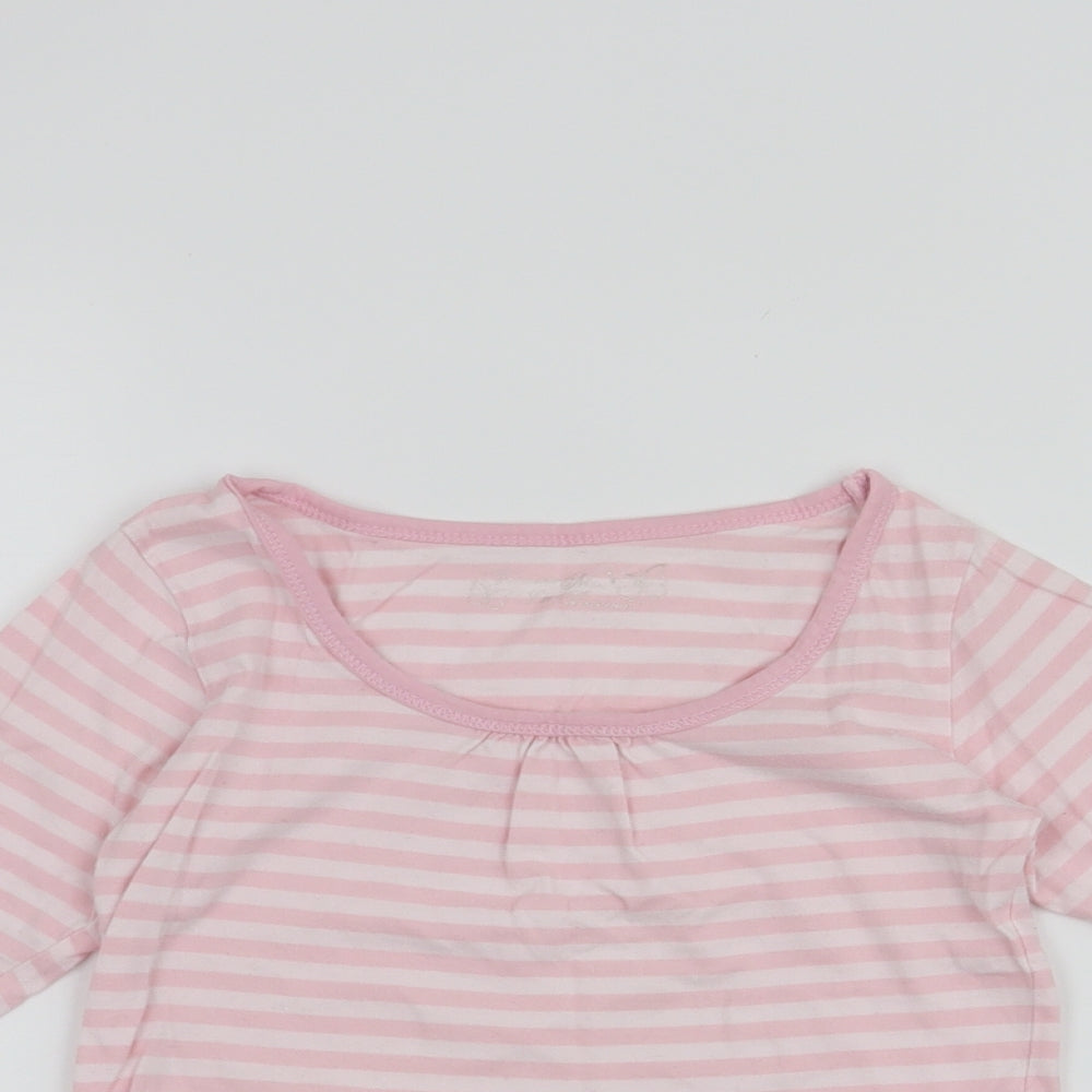 Matalan Girls Pink Striped  Basic T-Shirt Size 6-7 Years