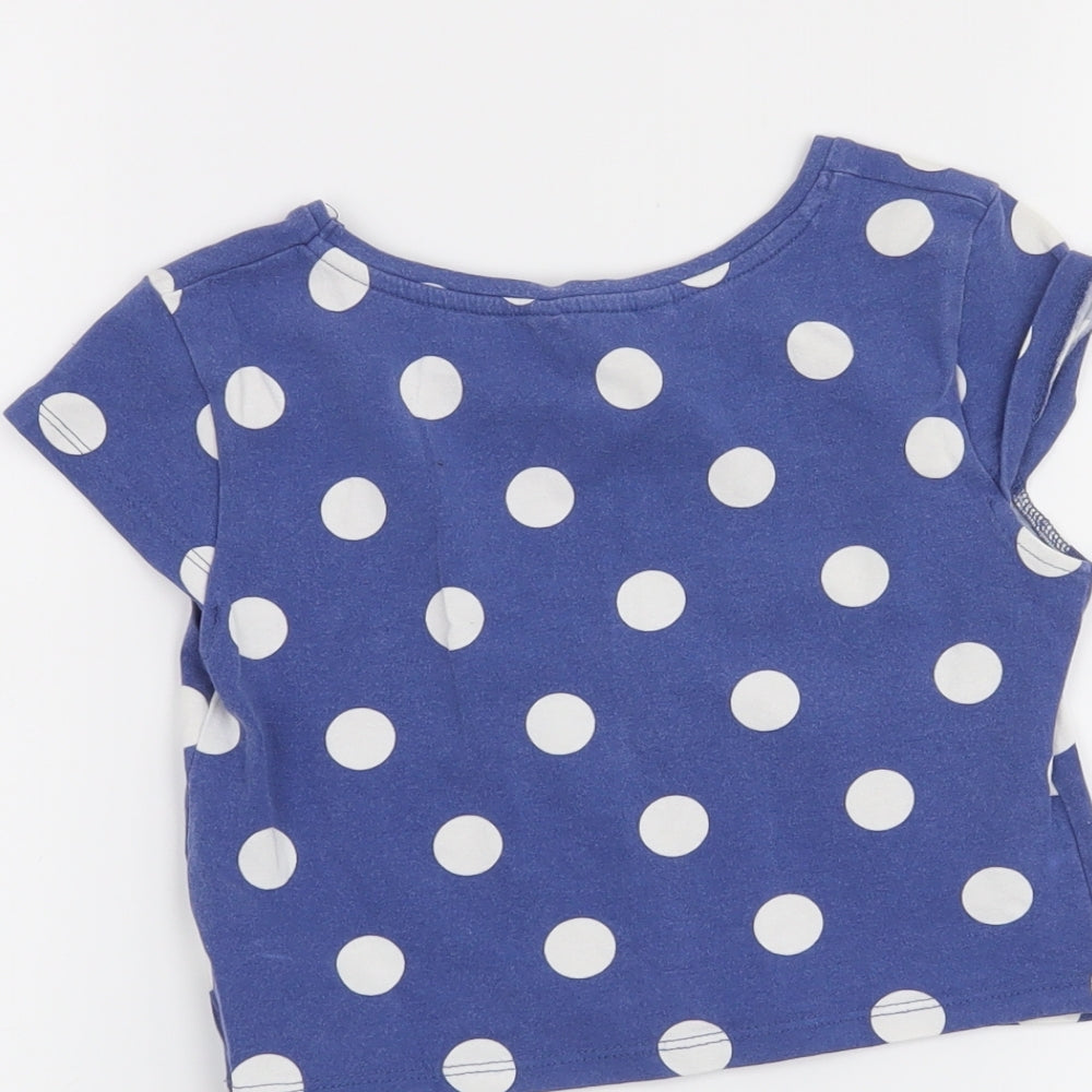 Candy Couture Girls Blue Polka Dot  Basic T-Shirt Size 8-9 Years