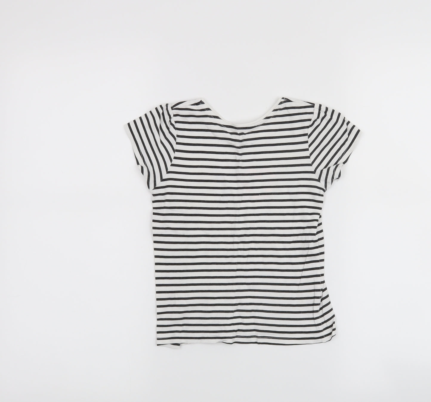 Primark Girls Black Striped  Basic T-Shirt Size 5-6 Years