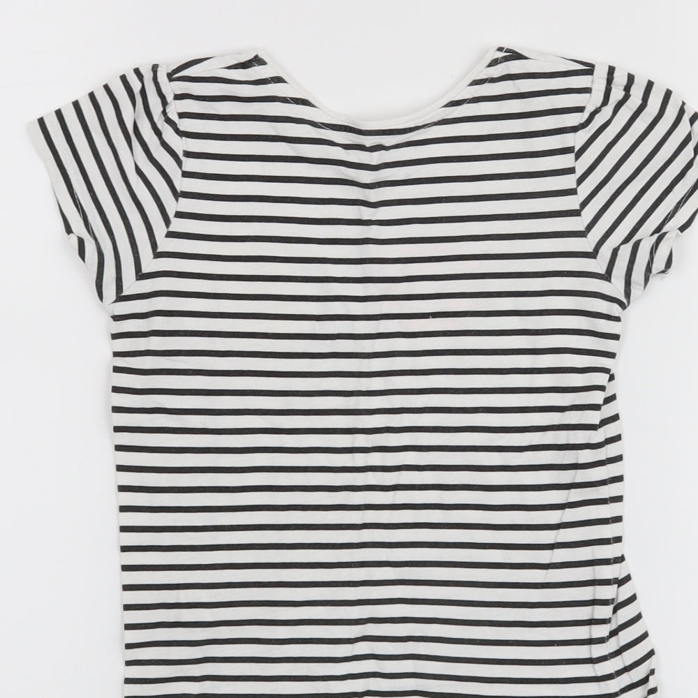 Primark Girls Black Striped  Basic T-Shirt Size 5-6 Years