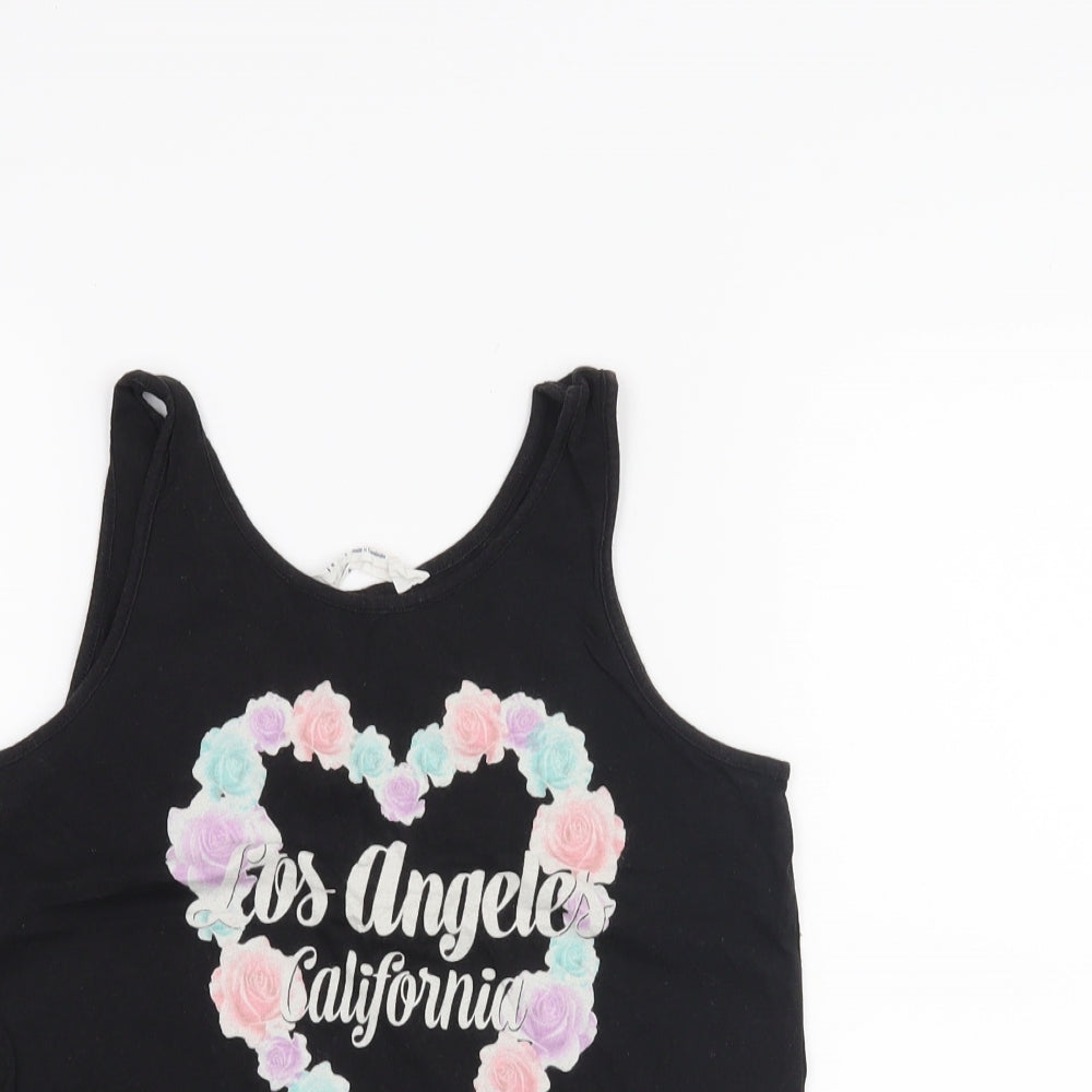 H&M Girls Black   Cropped Tank Size 8-9 Years