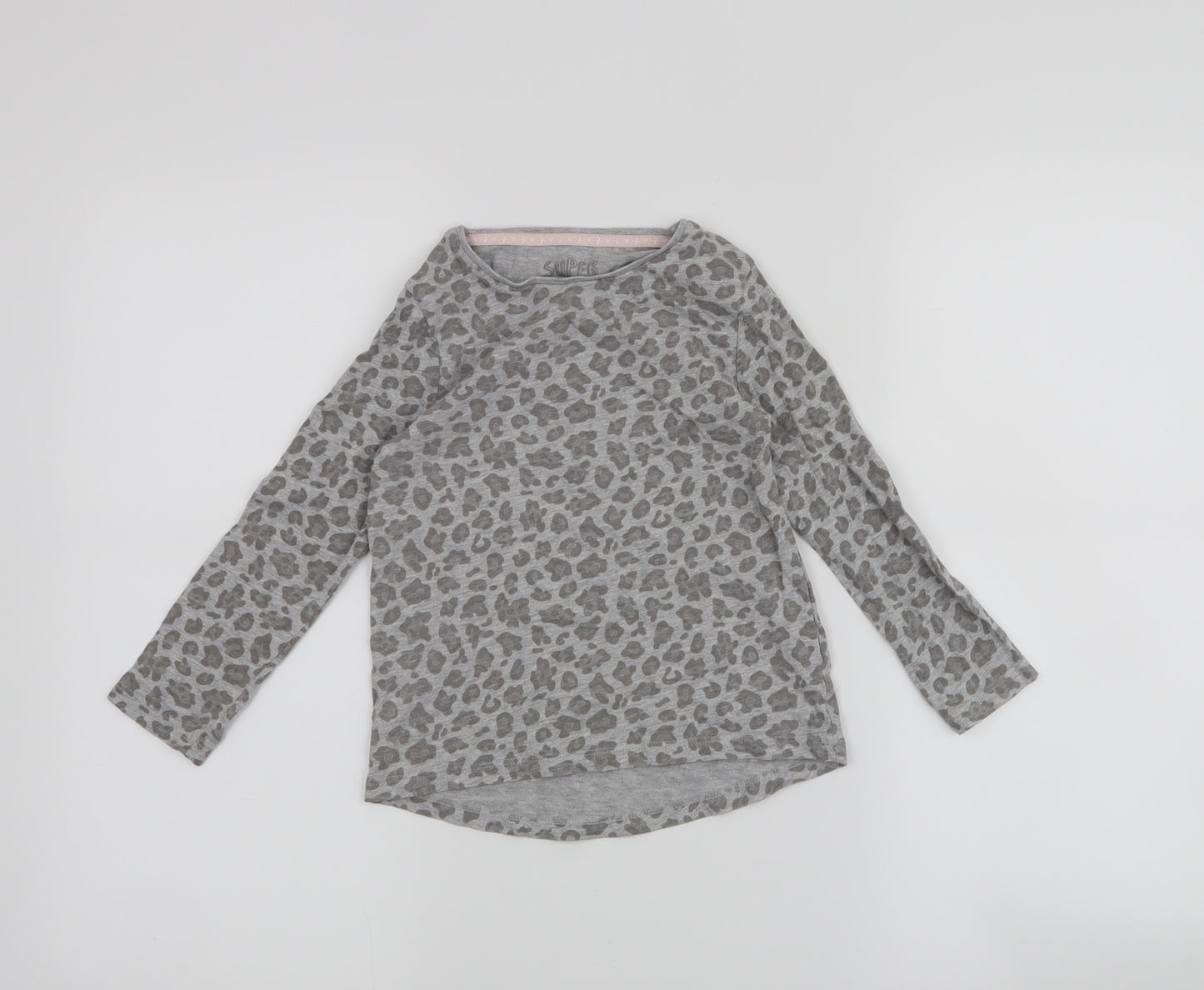 F&F Girls Grey Animal Print  Basic T-Shirt Size 4-5 Years