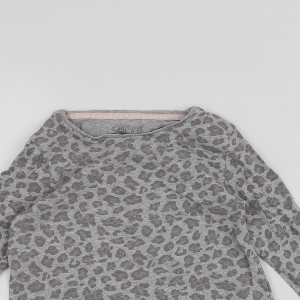 F&F Girls Grey Animal Print  Basic T-Shirt Size 4-5 Years