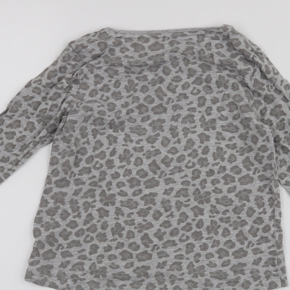 F&F Girls Grey Animal Print  Basic T-Shirt Size 4-5 Years