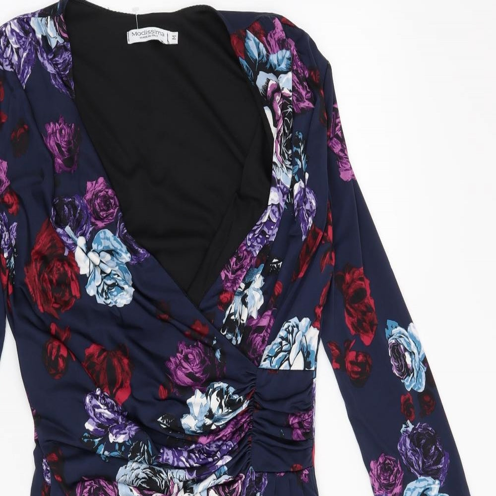 modissima Womens Blue Floral  A-Line  Size M