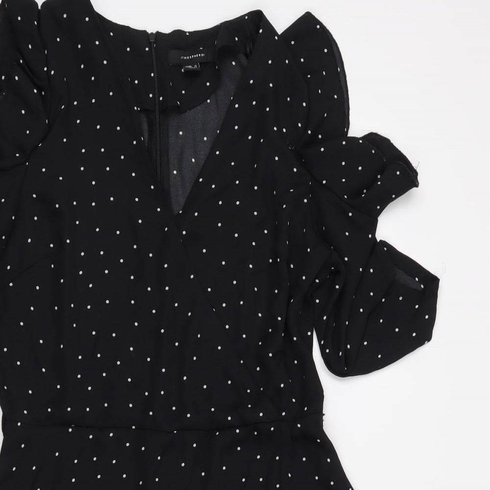 Atmosphere Womens Black Polka Dot  A-Line  Size 14