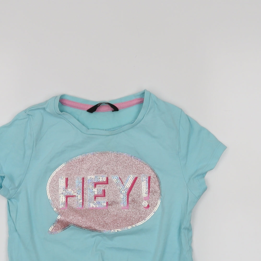 George Girls Blue   Basic T-Shirt Size 7-8 Years
