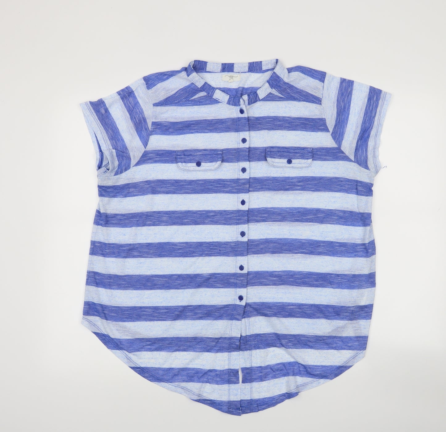 New Look Womens Blue Striped  Basic T-Shirt Size 18