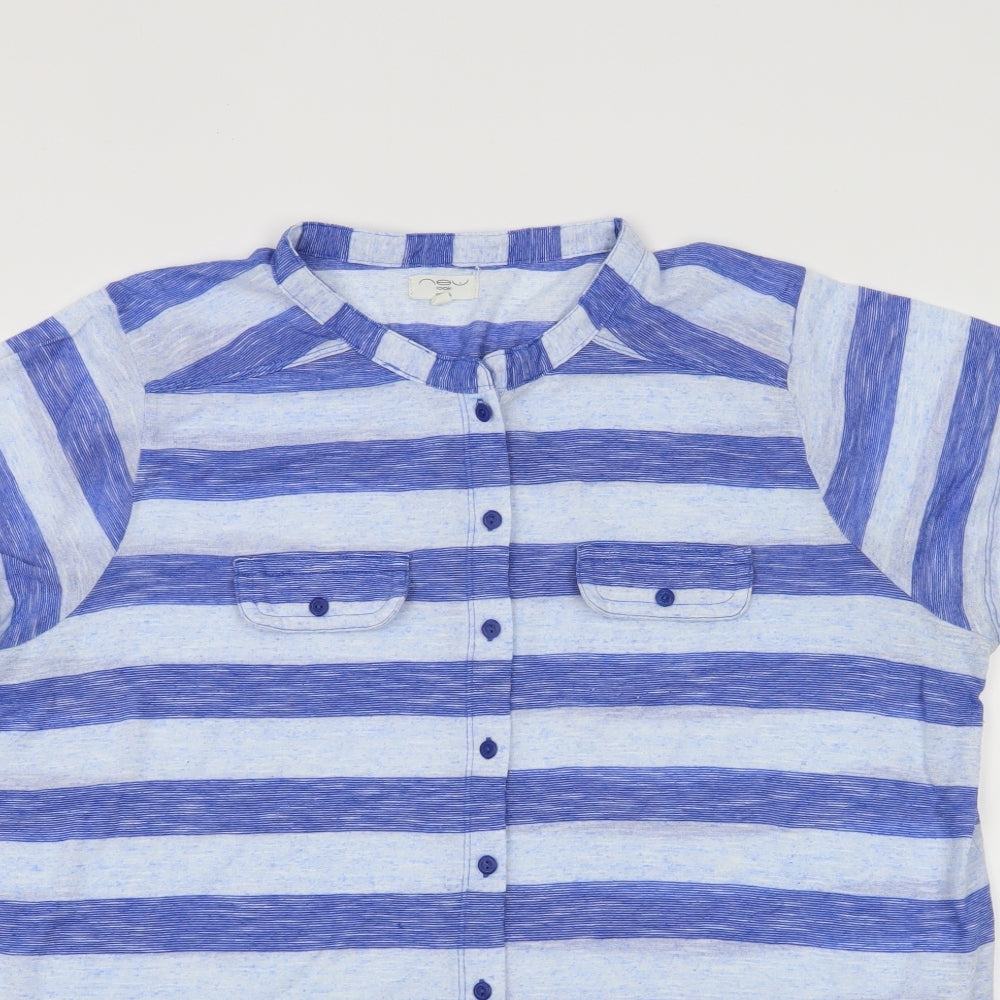 New Look Womens Blue Striped  Basic T-Shirt Size 18