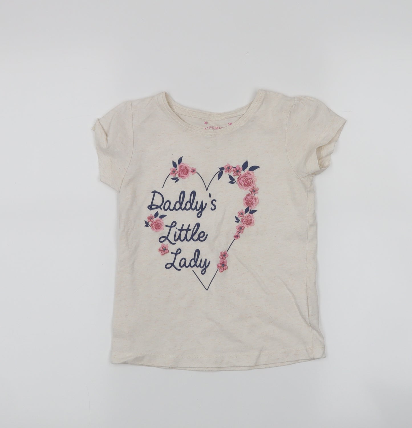 Primark Girls Beige   Basic T-Shirt Size 5-6 Years