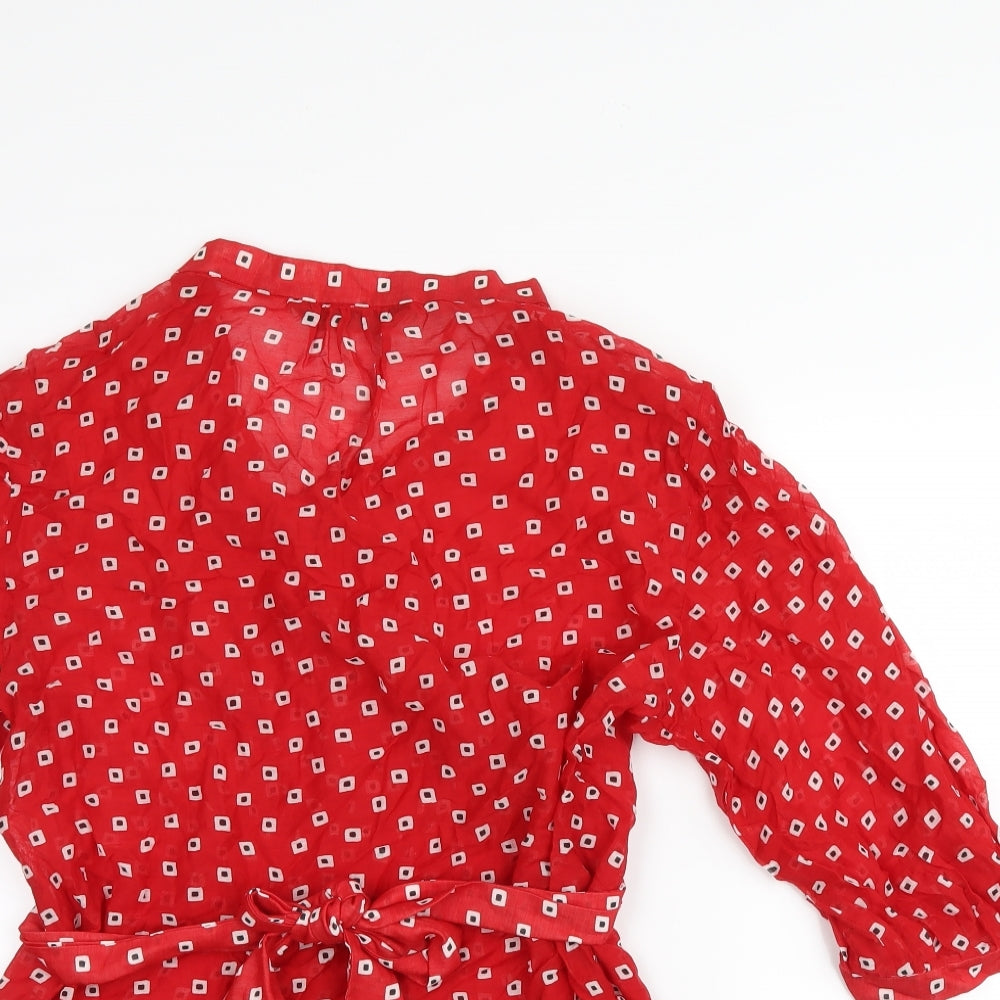 Zara Womens Red Polka Dot  Basic Blouse Size L