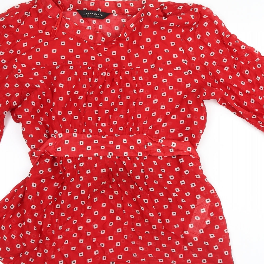 Zara Womens Red Polka Dot  Basic Blouse Size L