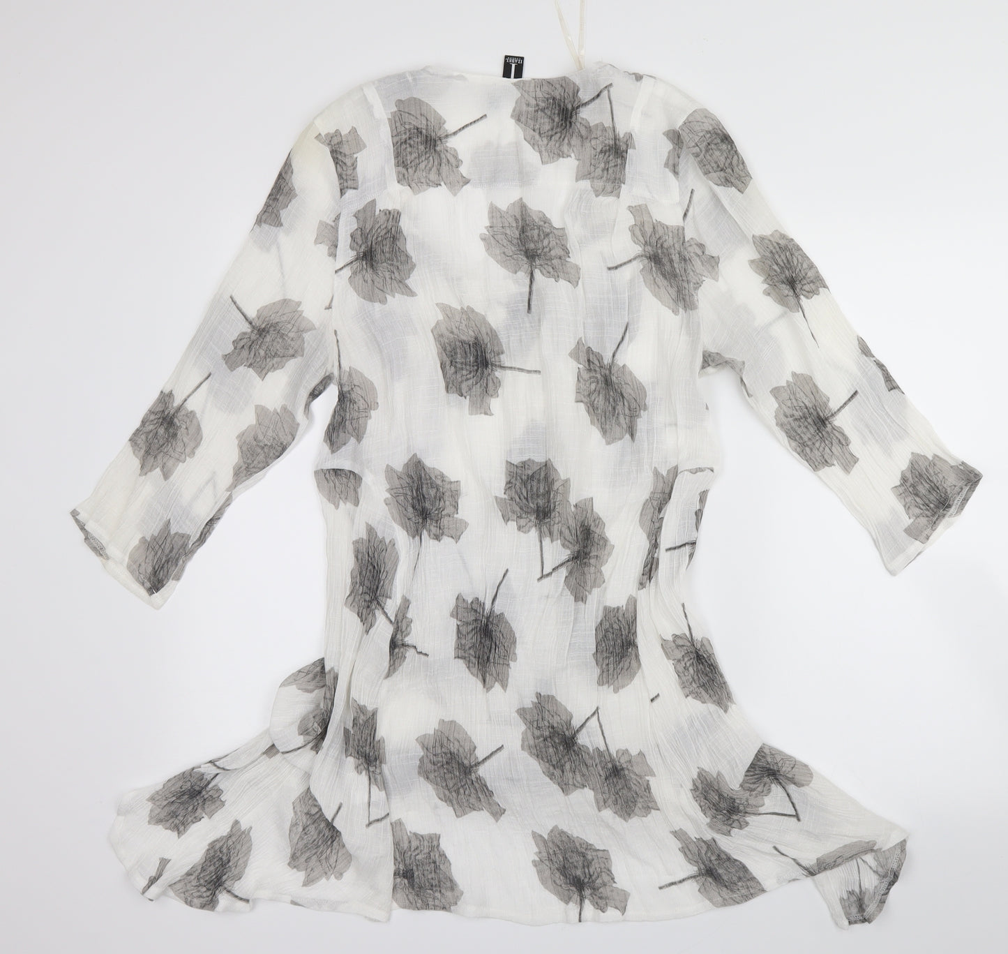 izabel Womens White Floral  Basic Blouse Size 14