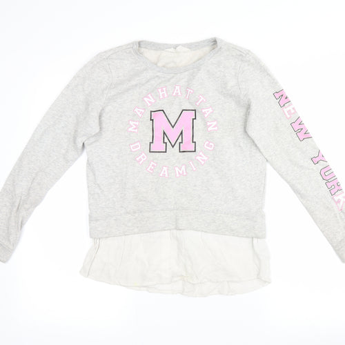 H&M Girls Grey   Pullover Hoodie Size 10-11 Years  - manhatten dreaming