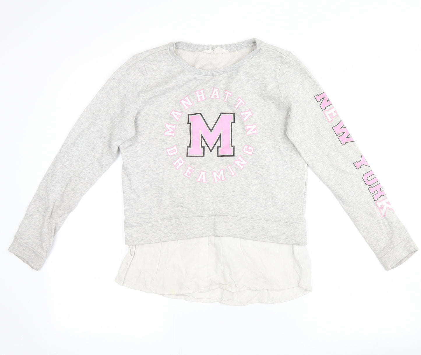 H&M Girls Grey   Pullover Hoodie Size 10-11 Years  - manhatten dreaming