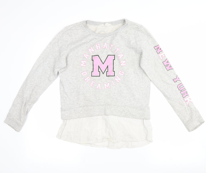 H&M Girls Grey   Pullover Hoodie Size 10-11 Years  - manhatten dreaming