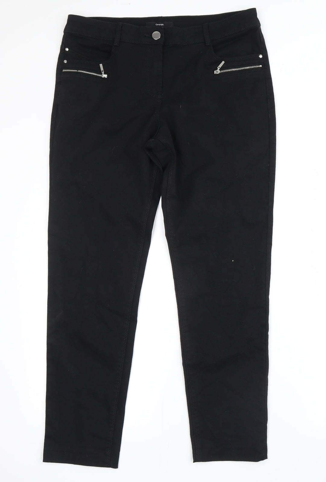 George Womens Black  Denim Straight Jeans Size 12