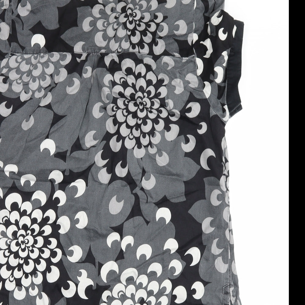 H&M Womens Grey Floral  Basic Blouse Size 16