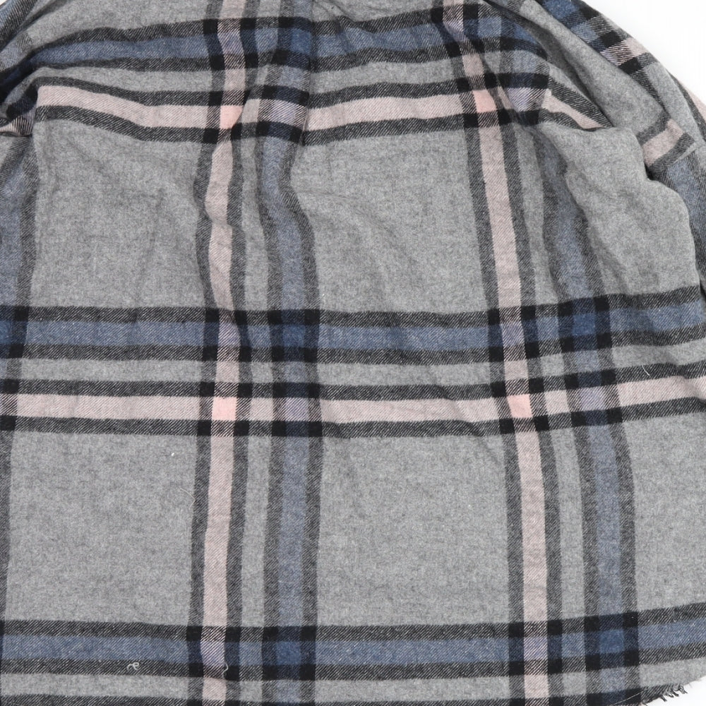 suffle Womens Grey Plaid Fleece Basic Button-Up Size S  - distressed