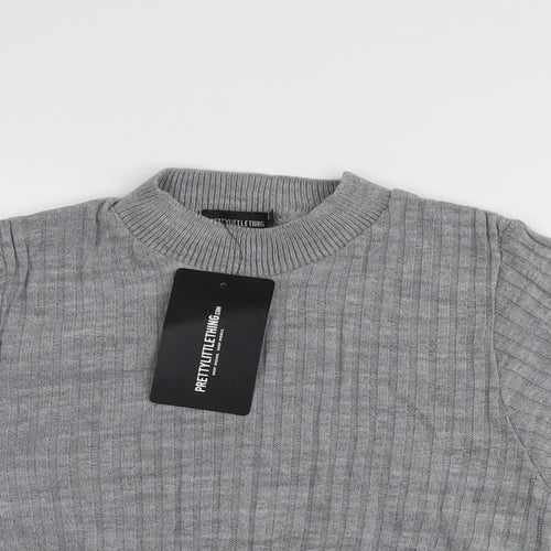 PRETTYLITTLETHING Womens Grey   Pullover Jumper Size S