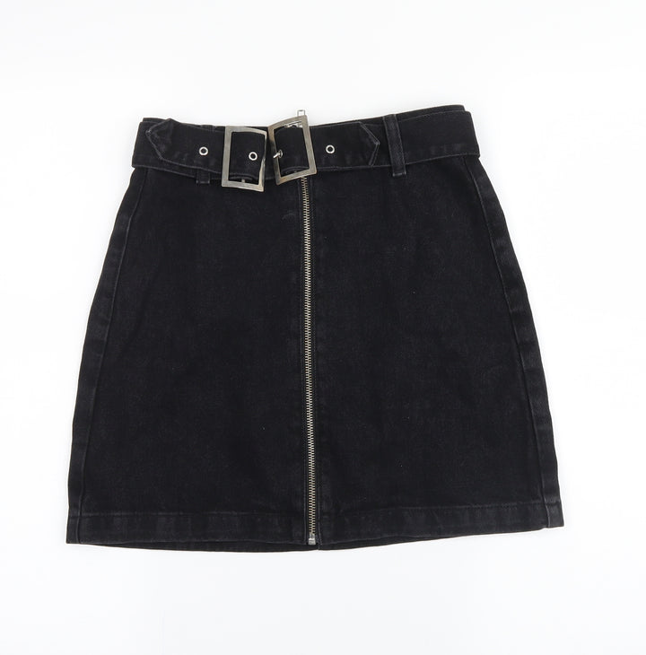 Topshop Womens Grey Denim Mini Skirt Size 6