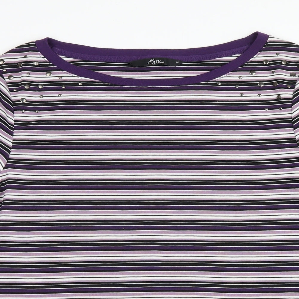 bm casual Womens Purple Striped  Pullover Jumper Size M