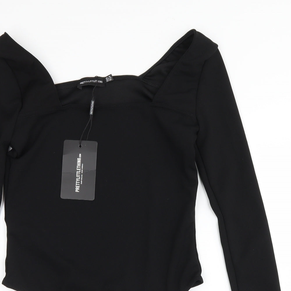 PRETTYLITTLETHING Womens Black   Leotard One-Piece Size 10