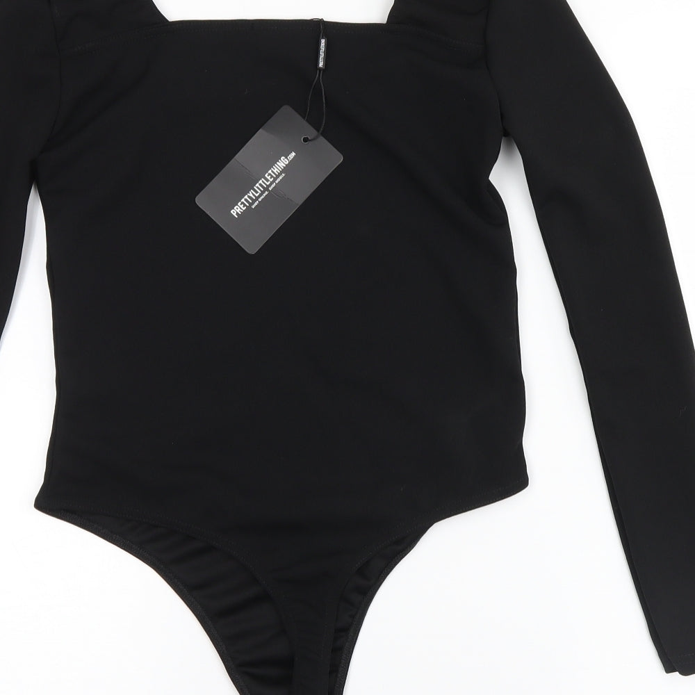 PRETTYLITTLETHING Womens Black   Leotard One-Piece Size 10