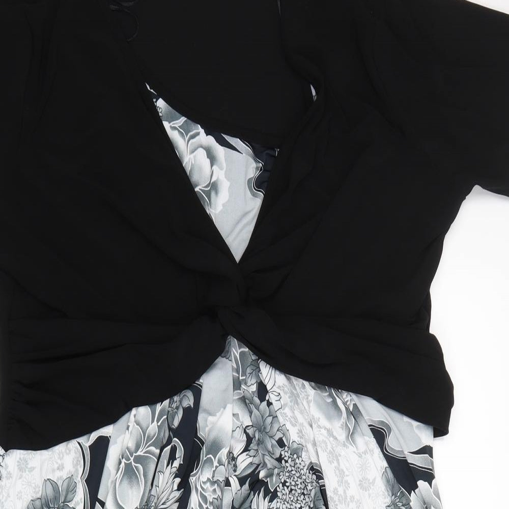 Klass Collection Womens Black Floral  T-Shirt Dress  Size 18