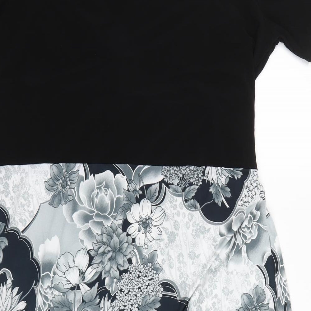 Klass Collection Womens Black Floral  T-Shirt Dress  Size 18