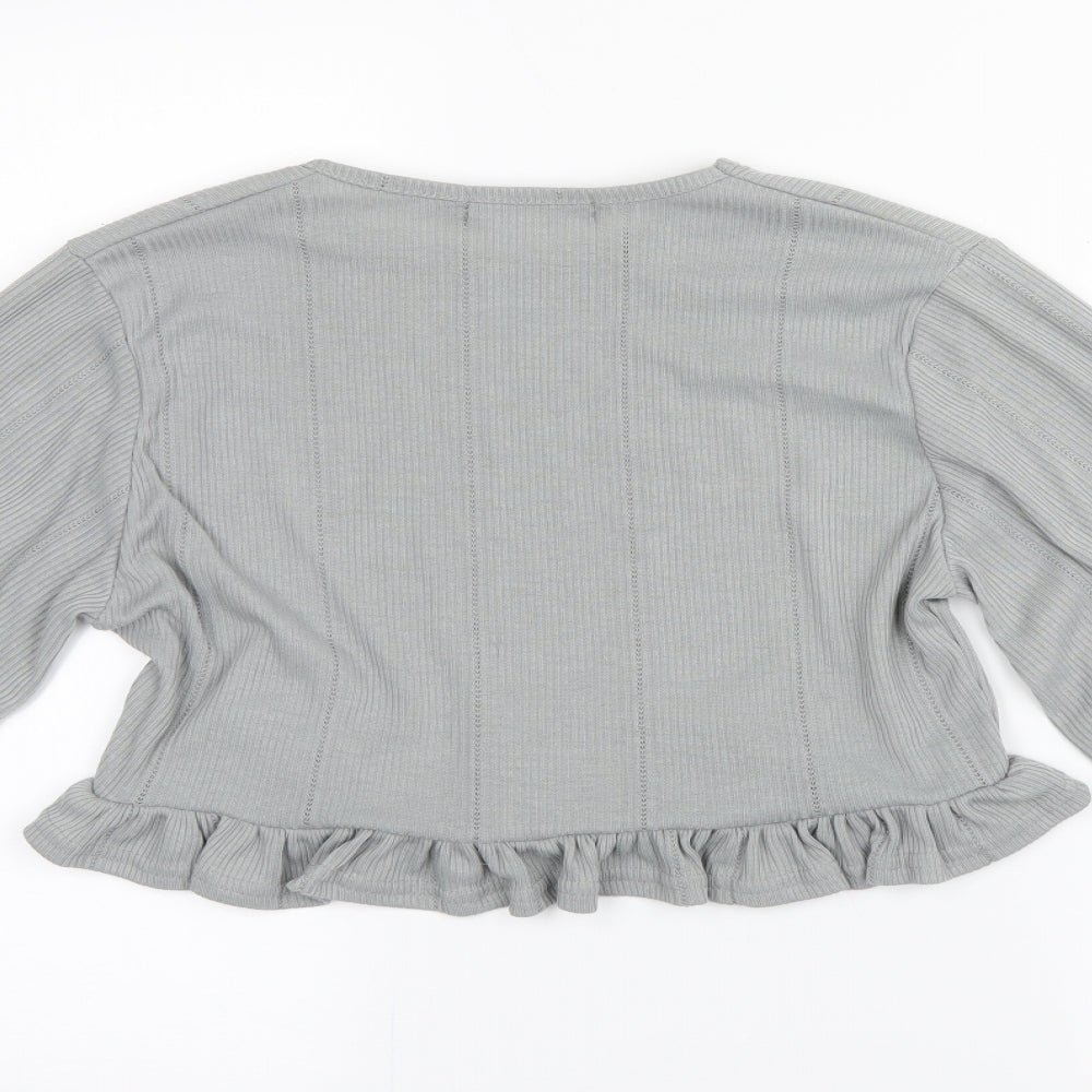 Misspap Womens Grey   Cropped Blouse Size 14