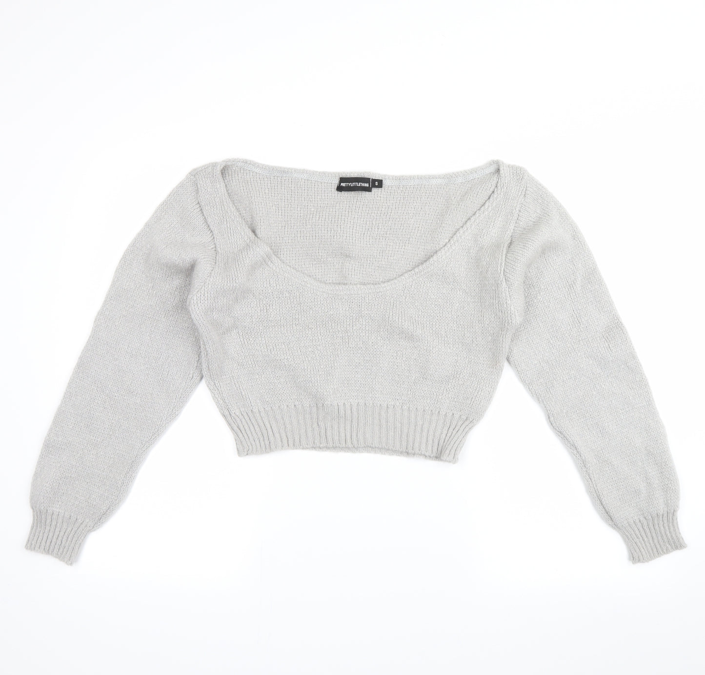 PRETTYLITTLETHING Womens Grey   Pullover Jumper Size S  - cropped jumper