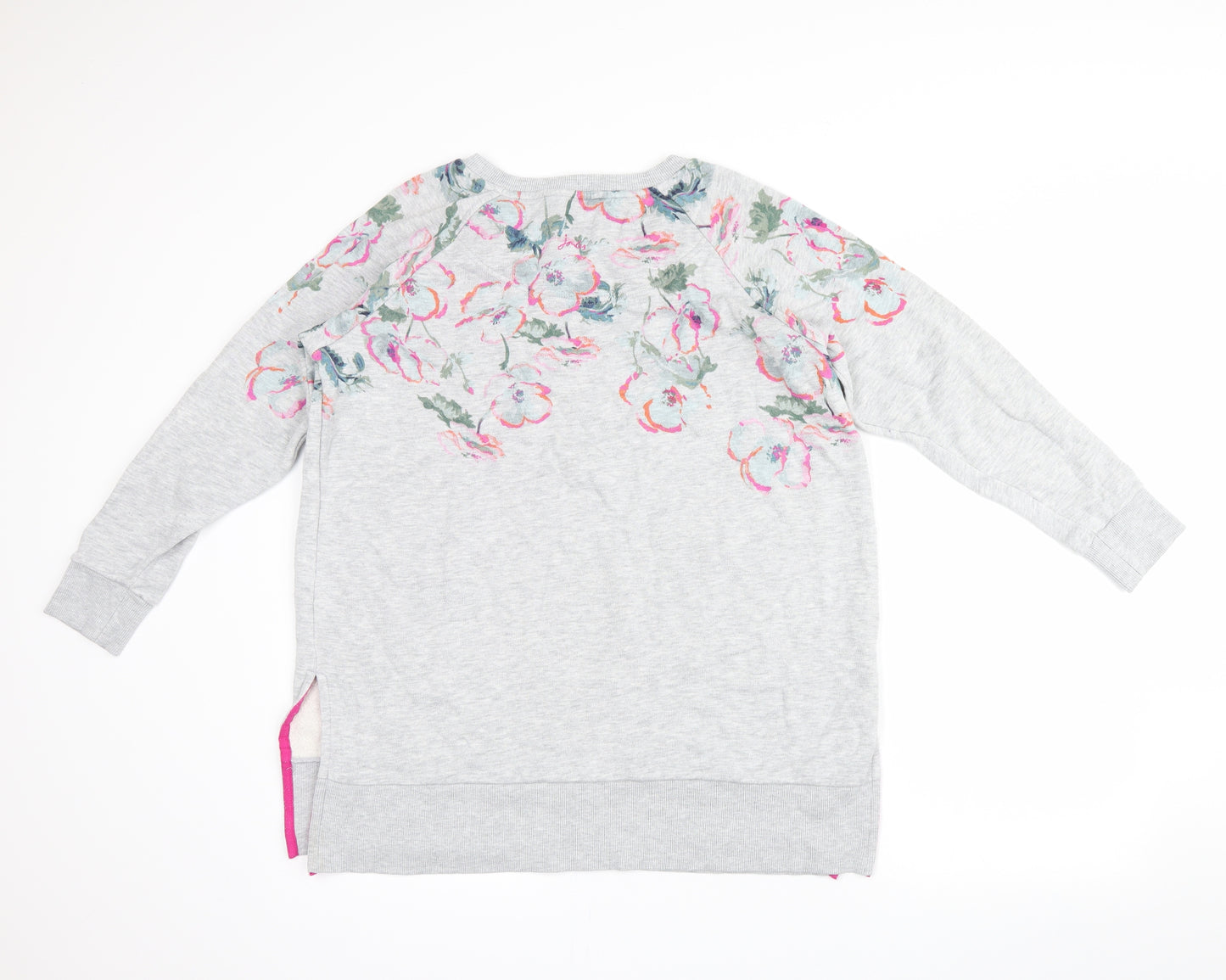 Joules Womens Grey Floral  Pullover Sweatshirt Size 14