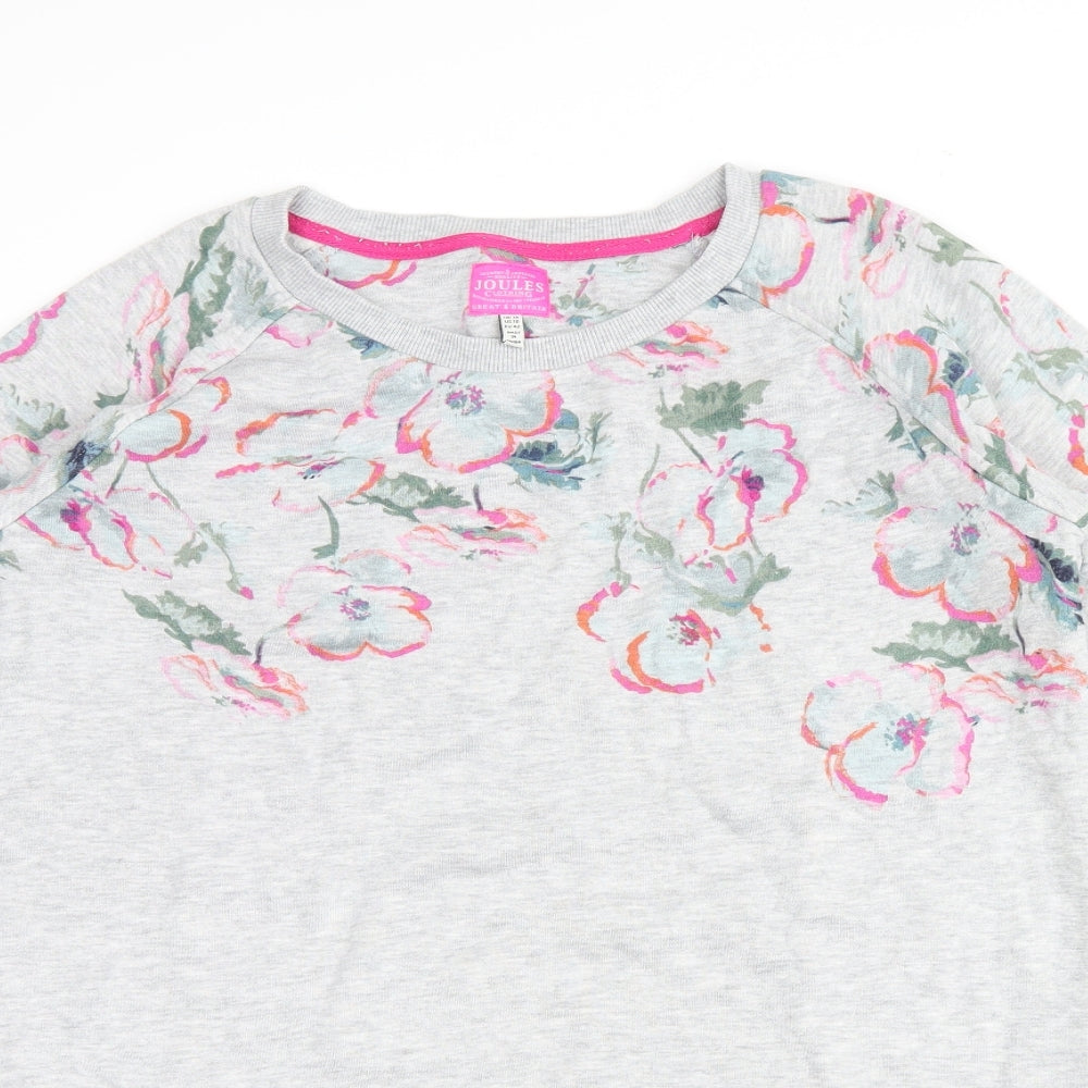 Joules Womens Grey Floral  Pullover Sweatshirt Size 14