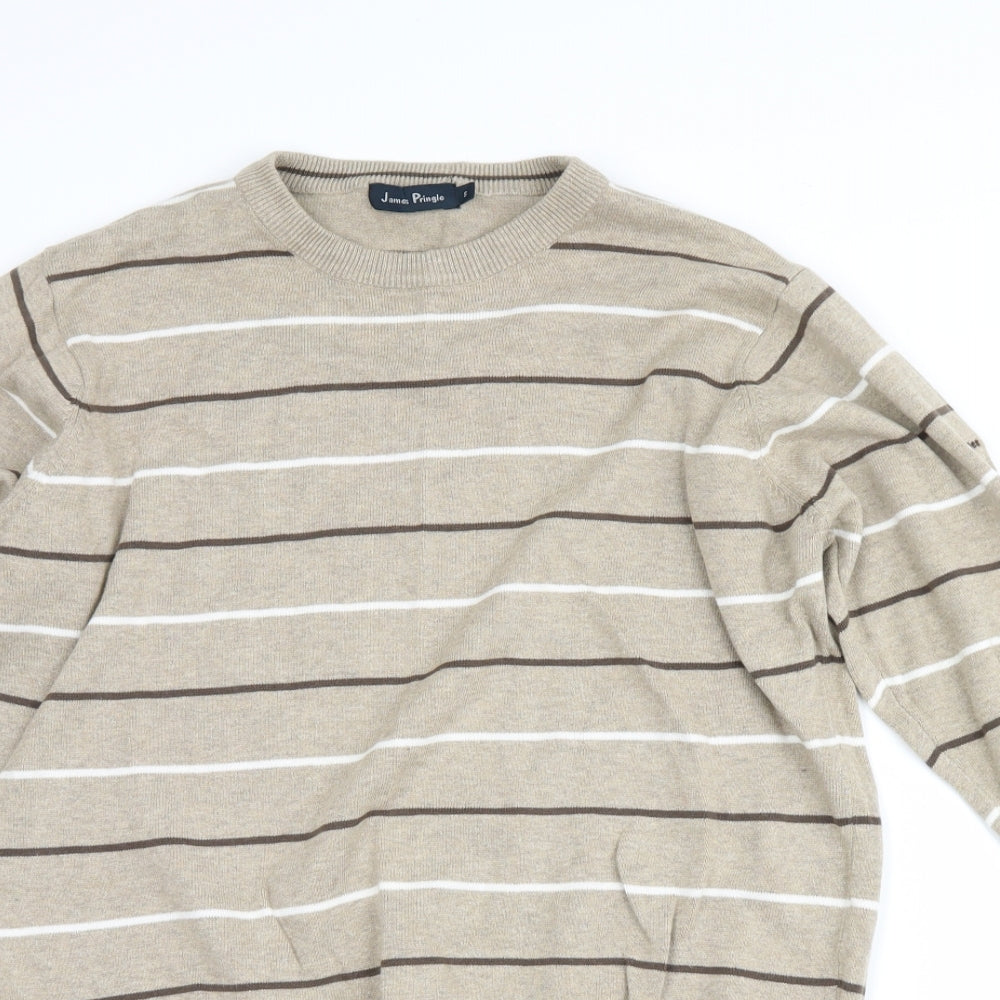 james pringle Mens Beige Striped  Pullover Jumper Size S