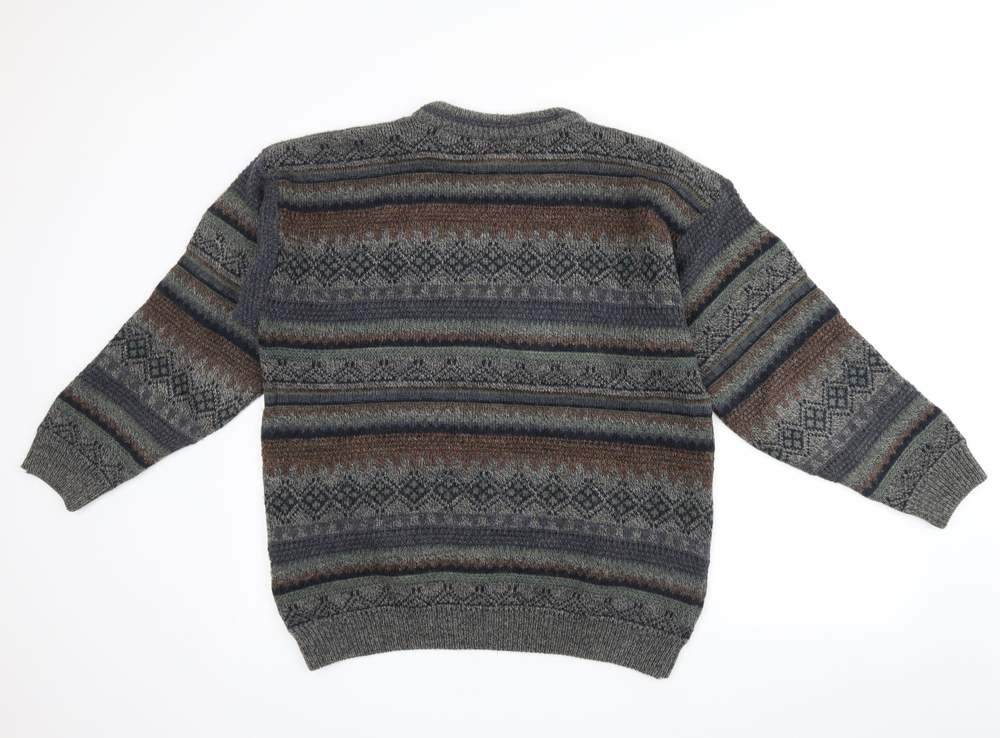 Casual Club Mens Blue Fair Isle  Pullover Jumper Size M
