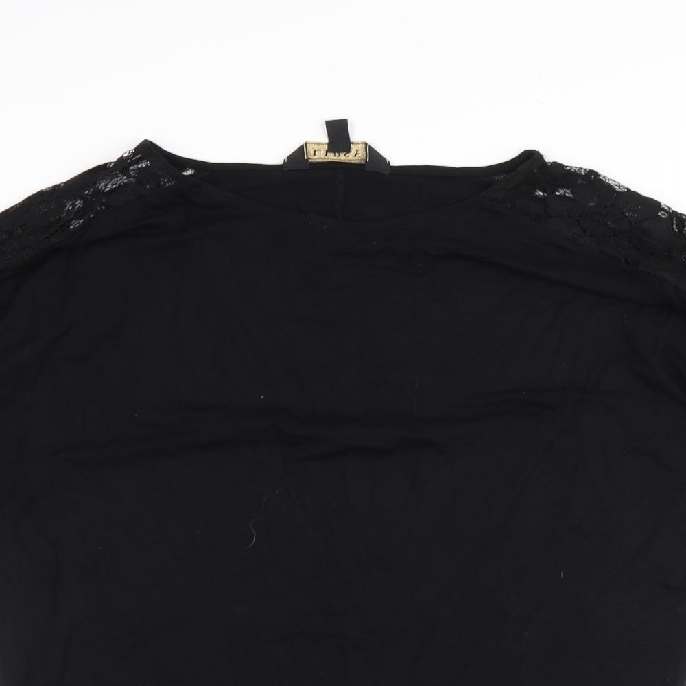 Lipsey Womens Black Floral  Basic Blouse Size 8