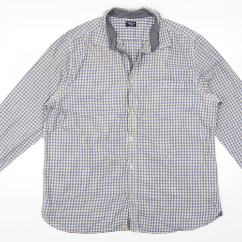 boston crew Mens Grey Plaid   Button-Up Size XL
