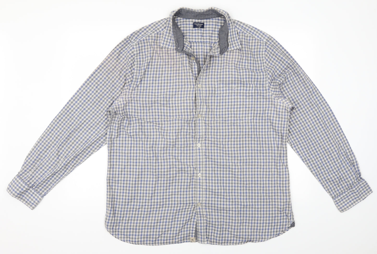 boston crew Mens Grey Plaid   Button-Up Size XL