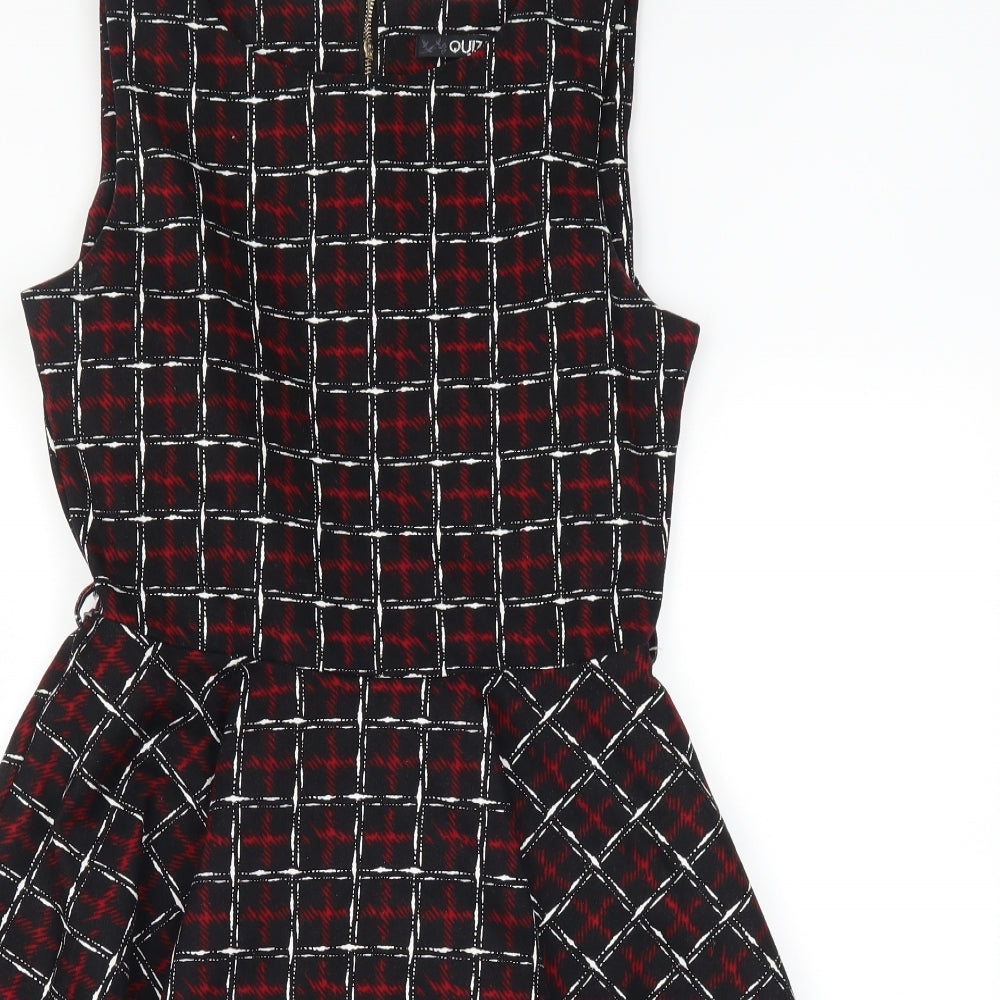 Quiz Womens Black Plaid  Fit & Flare  Size 12