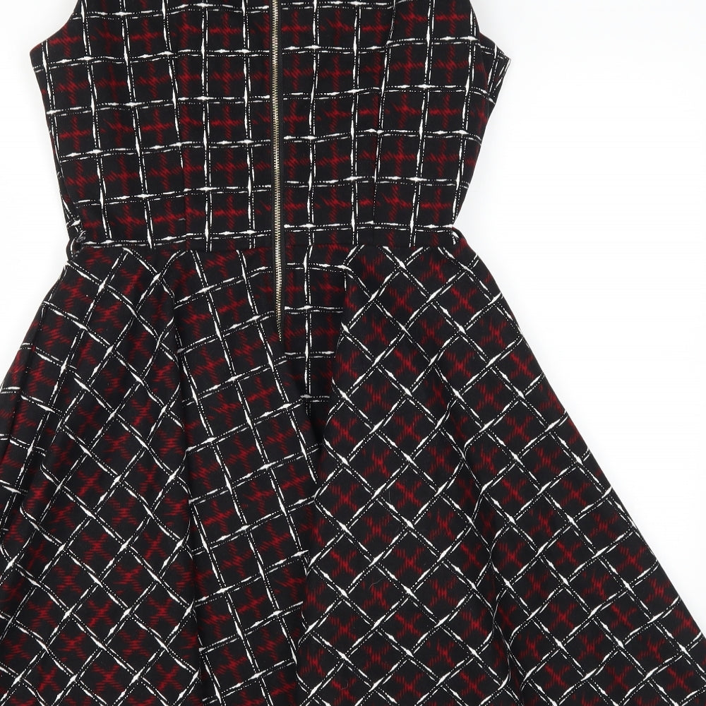 Quiz Womens Black Plaid  Fit & Flare  Size 12